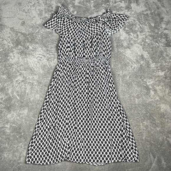 Kate Spade Dress Sz Small Off Shoulder Boho Print Tassel Printed Knee Length - Picture 10 of 12